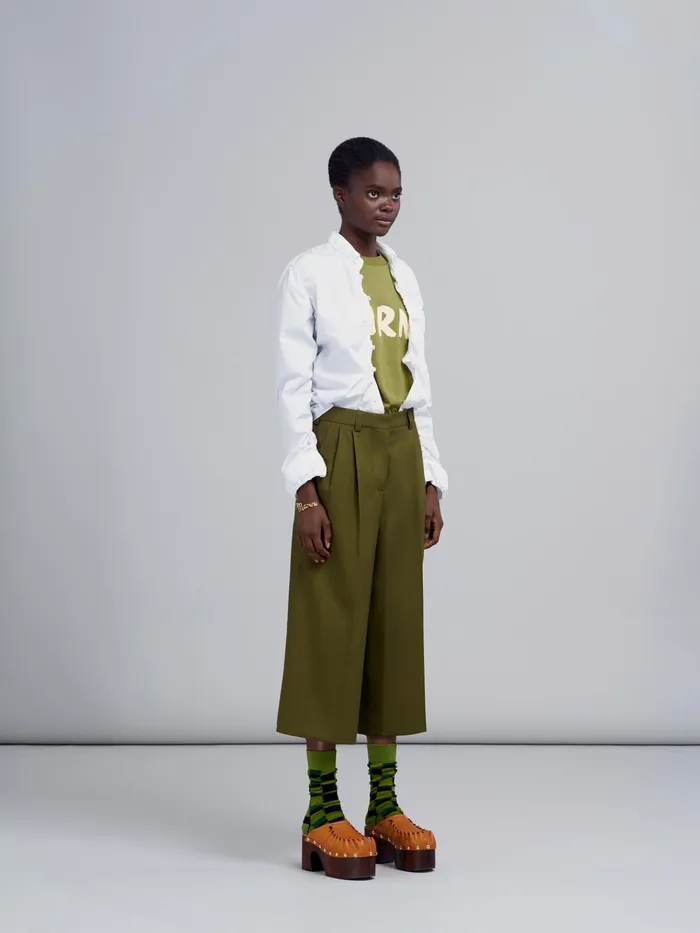 Marni Green Logo Print Bio Jersey Tshirt Dusty Olive Womens Sweatshirts and TShirts Marni Green Logo Print Bio Jersey Tshirt Dusty Olive Womens Sweatshirts and TShirts