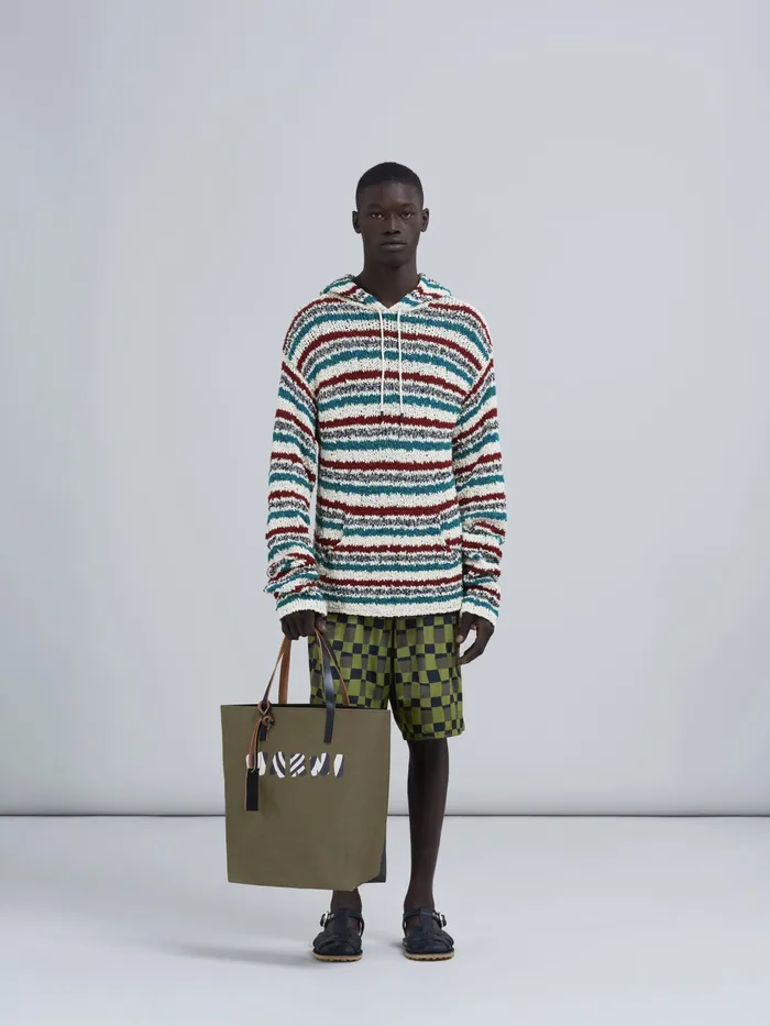 Marni Green Tribeca Shopping Bag With Logo Musk Mens Shoulder Bags Marni Green Tribeca Shopping Bag With Logo Musk Mens Shoulder Bags