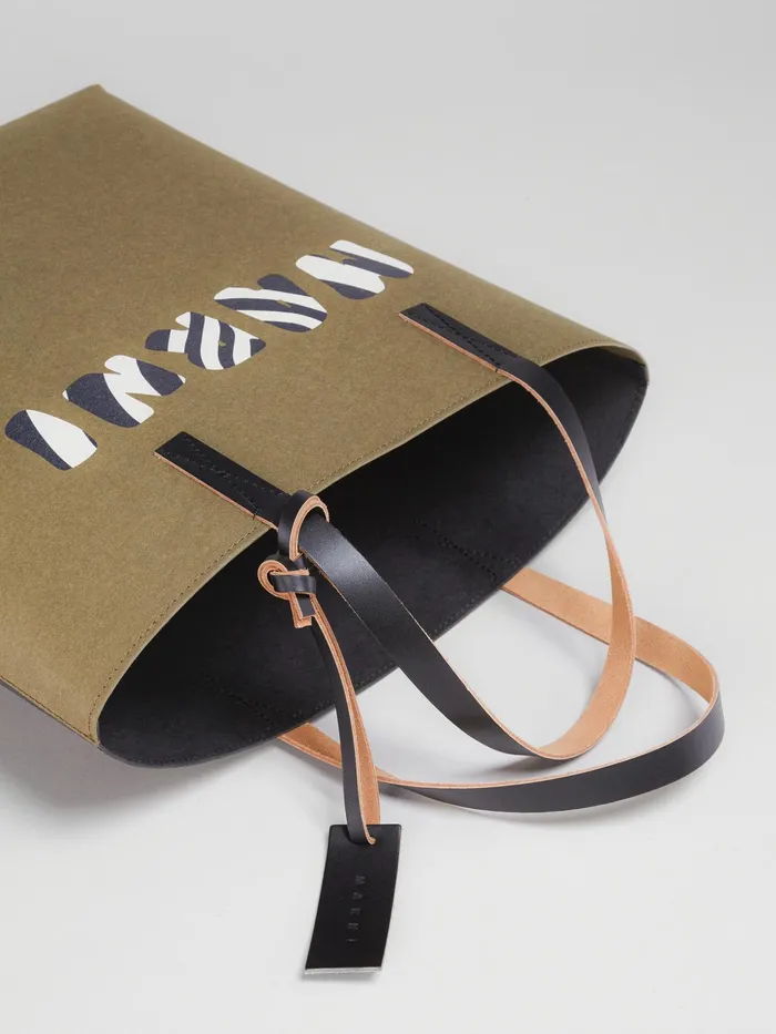 Marni Green Tribeca Shopping Bag With Logo Musk Mens Shoulder Bags Marni Green Tribeca Shopping Bag With Logo Musk Mens Shoulder Bags
