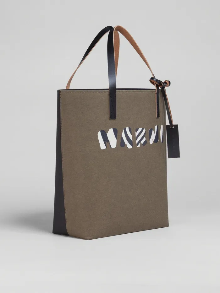 Marni Green Tribeca Shopping Bag With Logo Musk Mens Shoulder Bags Marni Green Tribeca Shopping Bag With Logo Musk Mens Shoulder Bags
