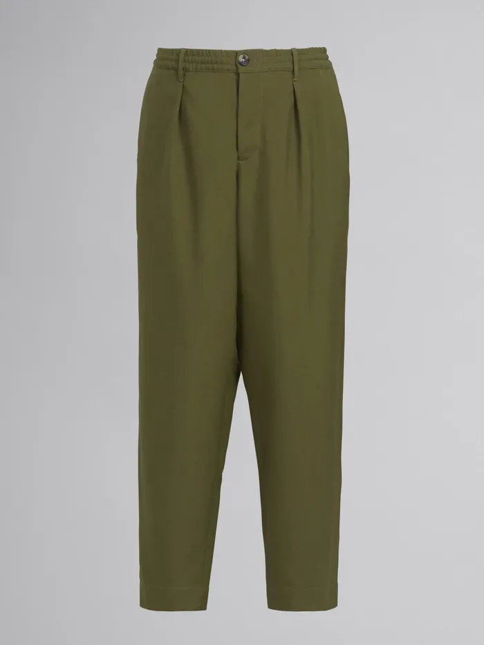 Marni Green Tropical Wool Cropped Trousers Dusty Olive Mens Trousers