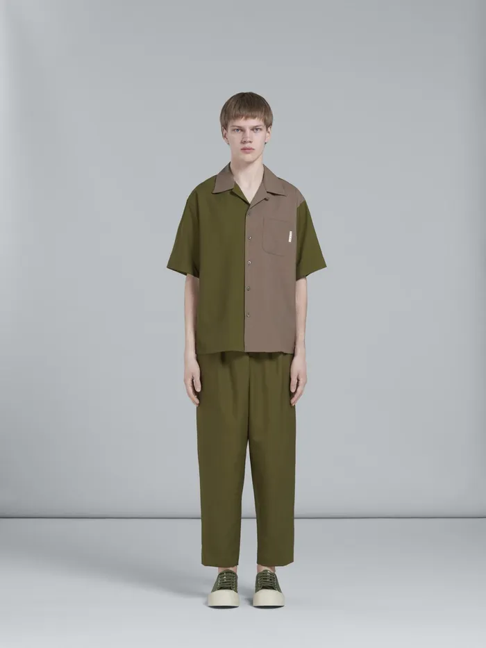 Marni Green Tropical Wool Cropped Trousers Dusty Olive Mens Trousers Marni Green Tropical Wool Cropped Trousers Dusty Olive Mens Trousers