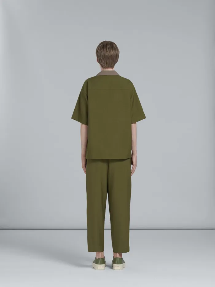 Marni Green Tropical Wool Cropped Trousers Dusty Olive Mens Trousers Marni Green Tropical Wool Cropped Trousers Dusty Olive Mens Trousers
