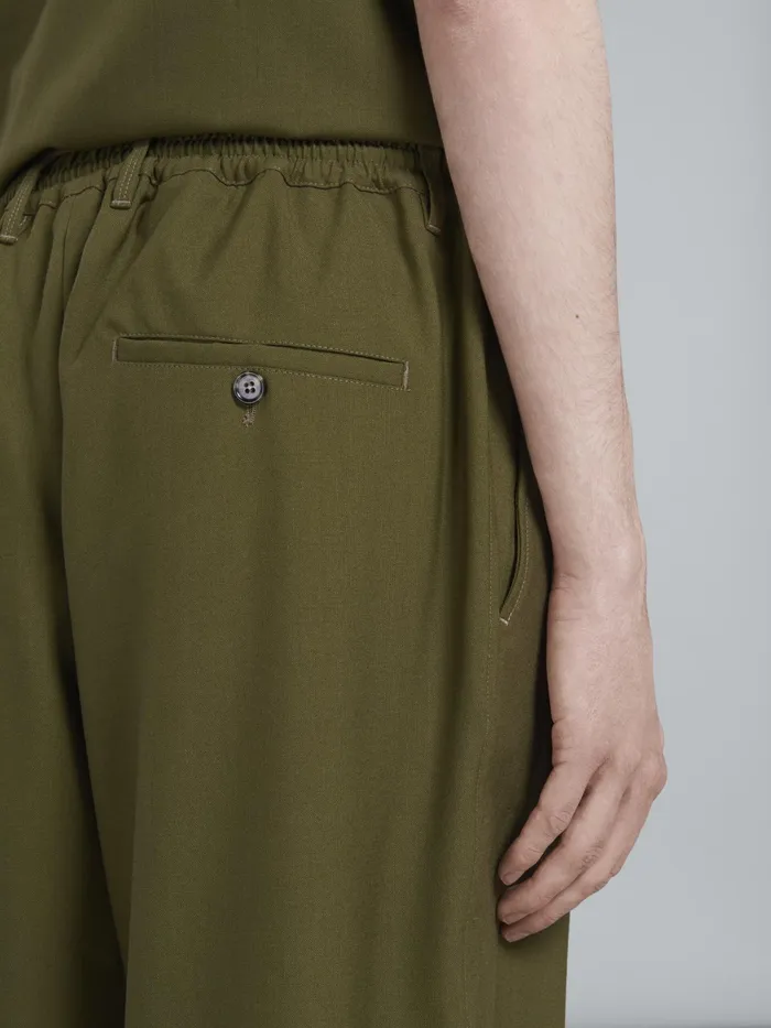 Marni Green Tropical Wool Cropped Trousers Dusty Olive Mens Trousers Marni Green Tropical Wool Cropped Trousers Dusty Olive Mens Trousers