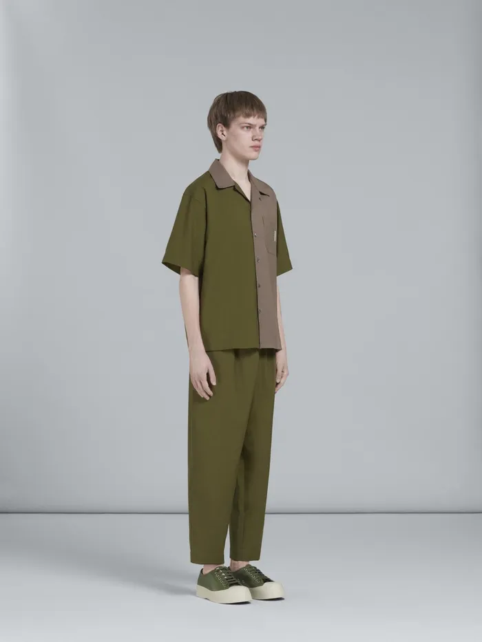 Marni Green Tropical Wool Cropped Trousers Dusty Olive Mens Trousers Marni Green Tropical Wool Cropped Trousers Dusty Olive Mens Trousers