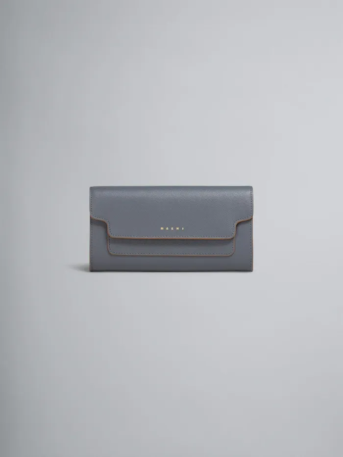 Marni Grey Saffiano Leather Continental Wallet Sky Womens Wallets and Small Leather Goods Marni Grey Saffiano Leather Continental Wallet Sky Womens Wallets and Small Leather Goods