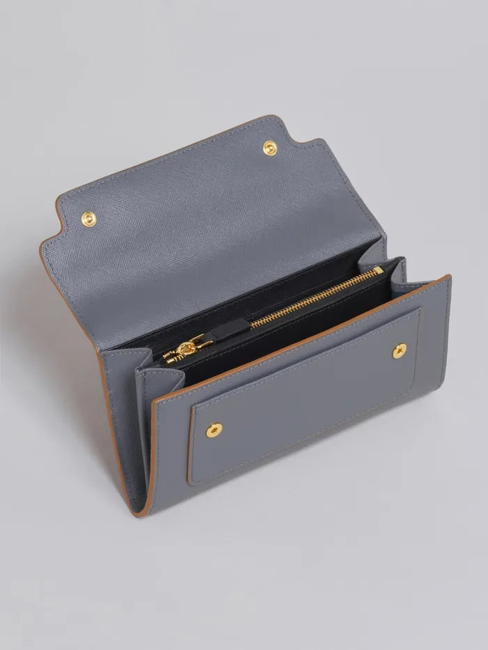 Marni Grey Saffiano Leather Continental Wallet Sky Womens Wallets and Small Leather Goods Marni Grey Saffiano Leather Continental Wallet Sky Womens Wallets and Small Leather Goods