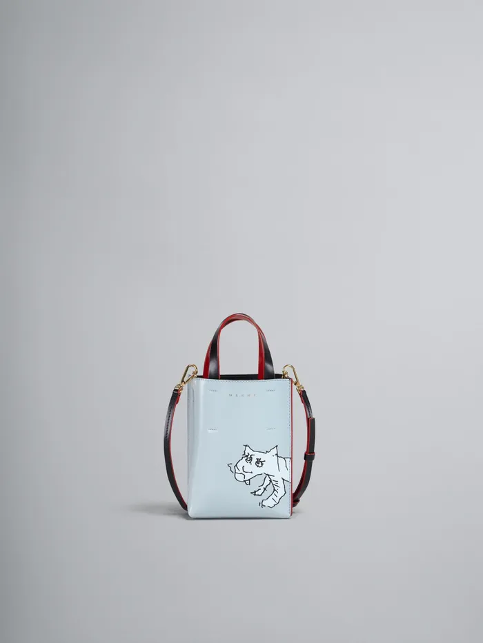 Marni Museo Nano Bag In Tiger Print Leather Sky Womens Shopping Bags