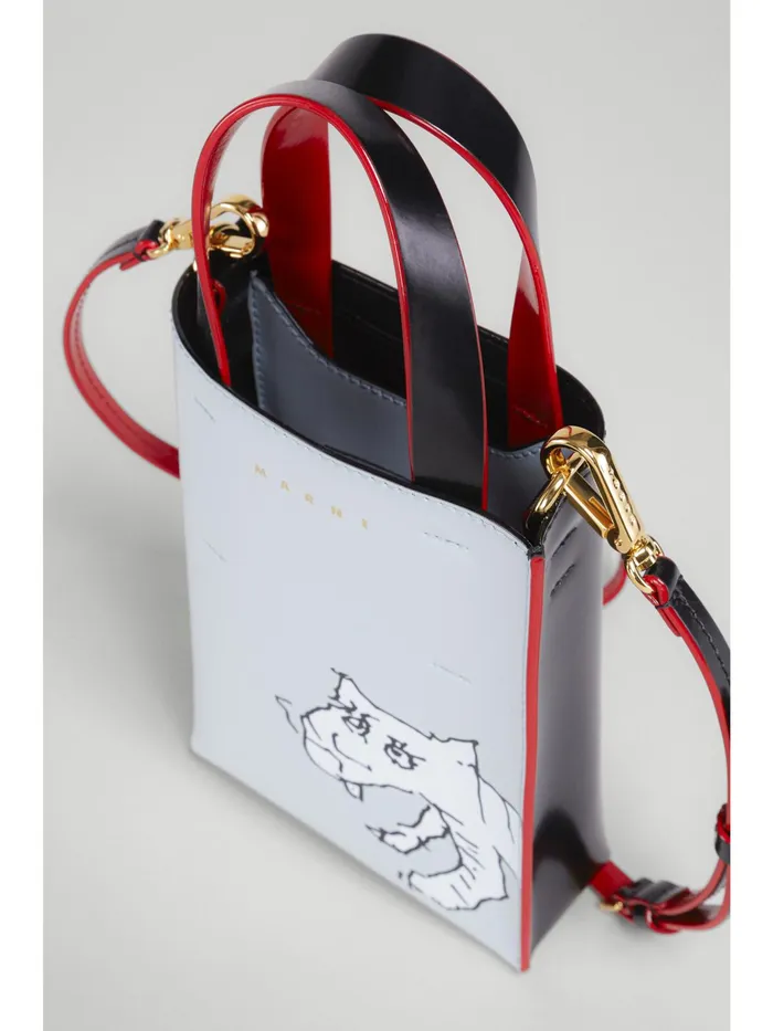 Marni Museo Nano Bag In Tiger Print Leather Sky Womens Shopping Bags Marni Museo Nano Bag In Tiger Print Leather Sky Womens Shopping Bags