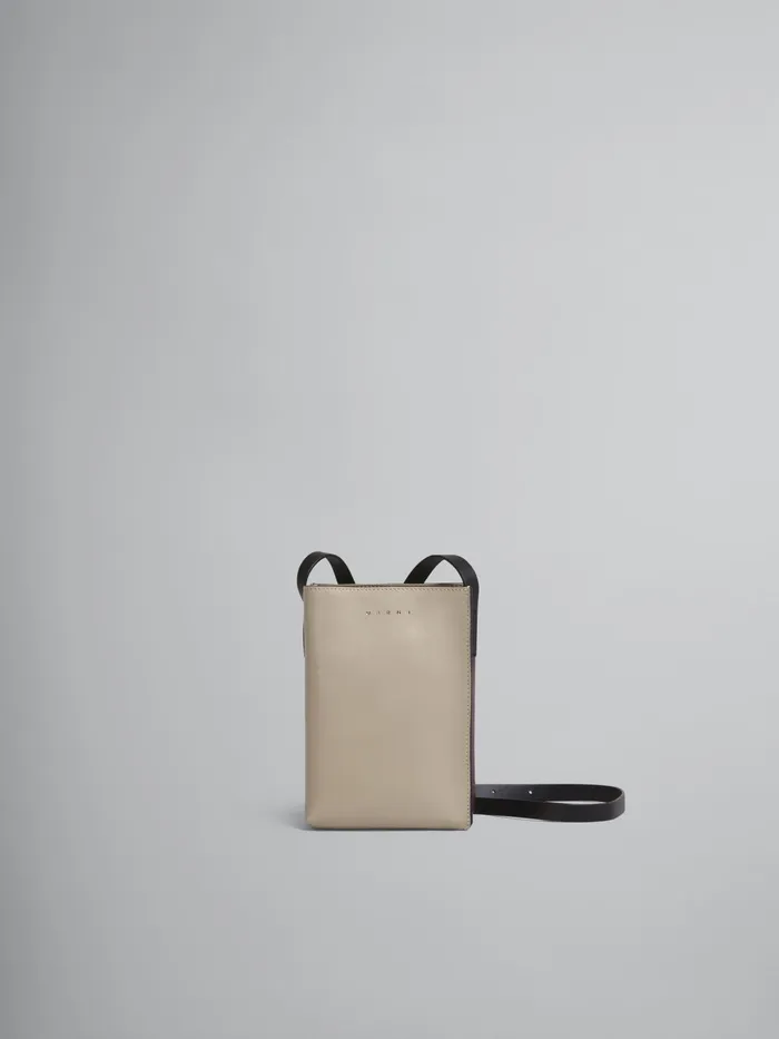 Marni Museo Soft Nano Bag In Beige And Burgundy Leather Light Camel Womens Crossbody Bags