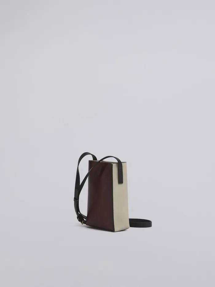 Marni Museo Soft Nano Bag In Beige And Burgundy Leather Light Camel Womens Crossbody Bags Marni Museo Soft Nano Bag In Beige And Burgundy Leather Light Camel Womens Crossbody Bags