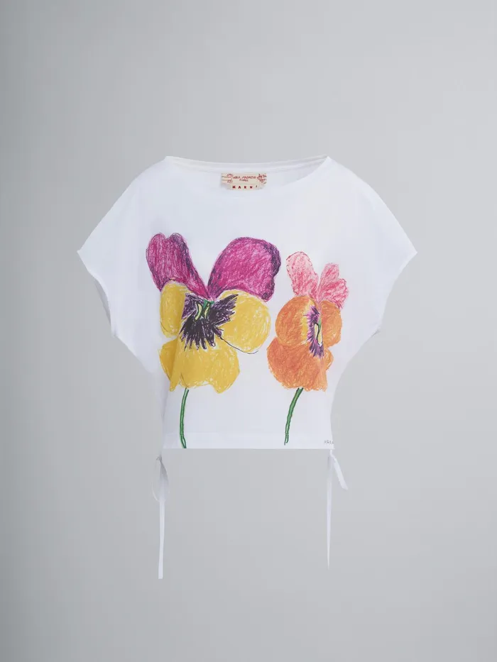 Marni Pansies Print Bio Jersey Tshirt Lily White Womens Sweatshirts and TShirts Marni Pansies Print Bio Jersey Tshirt Lily White Womens Sweatshirts and TShirts