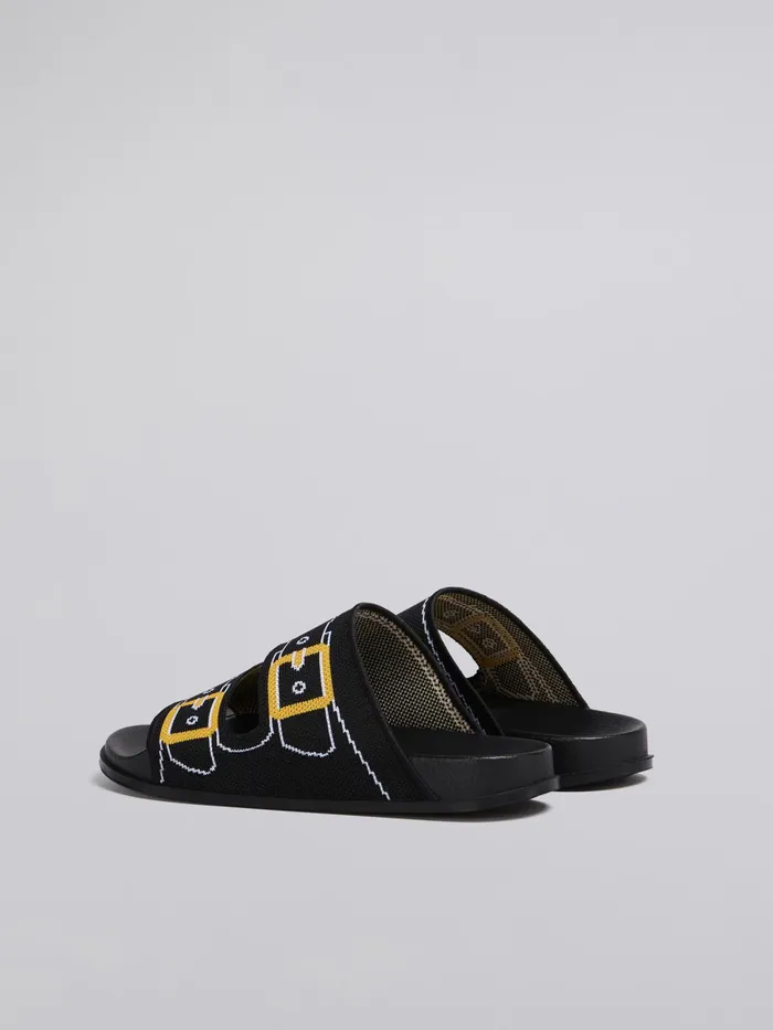 Marni Trompe L039il Jacquard Twostrap Slide Black Womens Sandals and Wedges Marni Trompe L039il Jacquard Twostrap Slide Black Womens Sandals and Wedges
