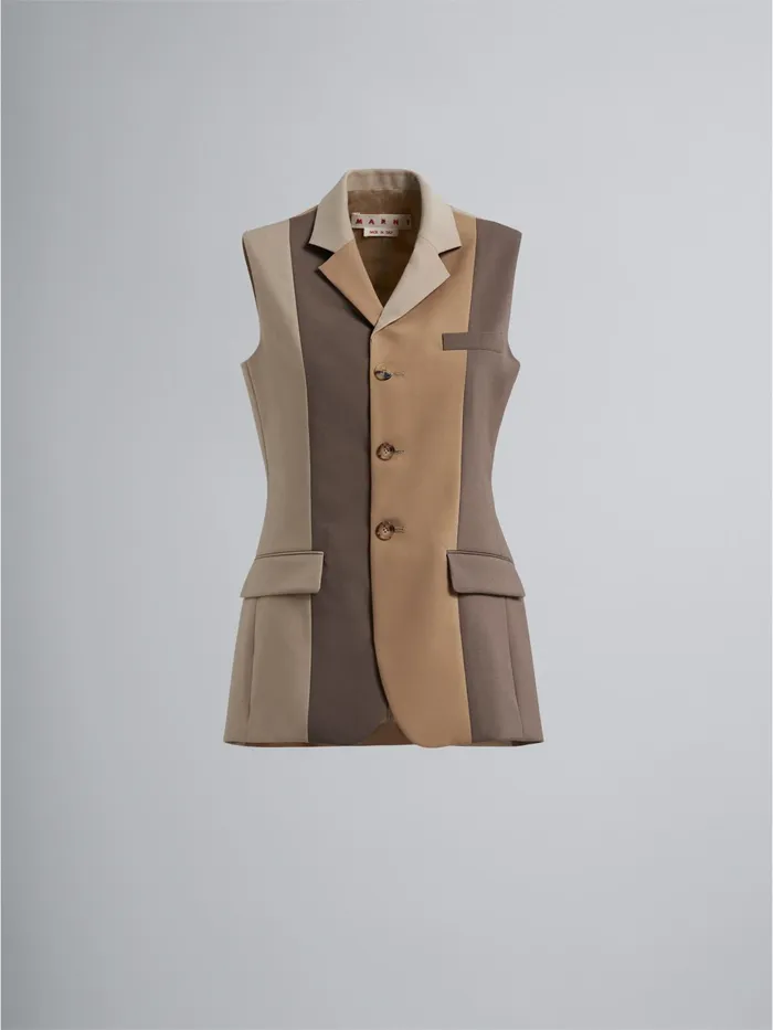 Marni Tropical Wool Vest Soft Beige Womens Coats and Jackets