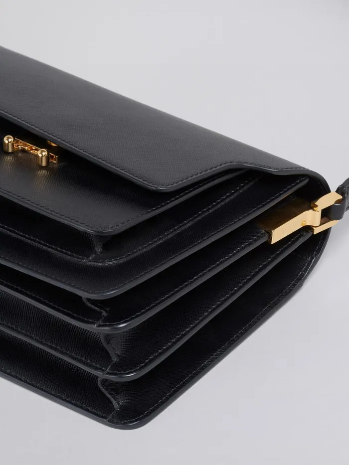 Marni Trunk Medium Bag In Saffiano Leather Black Womens Crossbody Bags Marni Trunk Medium Bag In Saffiano Leather Black Womens Crossbody Bags