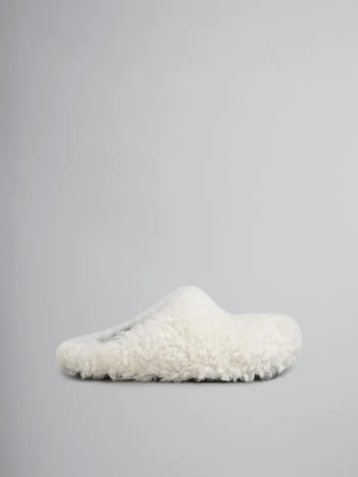 Marni White Shearling Fussbett Sabot Natural White Womens Flats