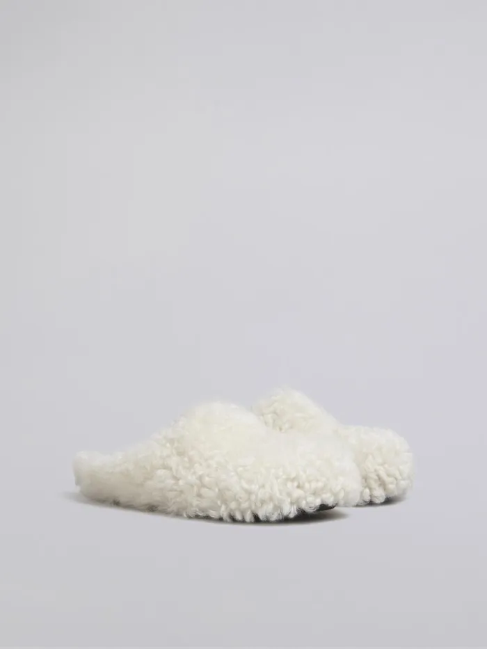 Marni White Shearling Fussbett Sabot Natural White Womens Flats Marni White Shearling Fussbett Sabot Natural White Womens Flats