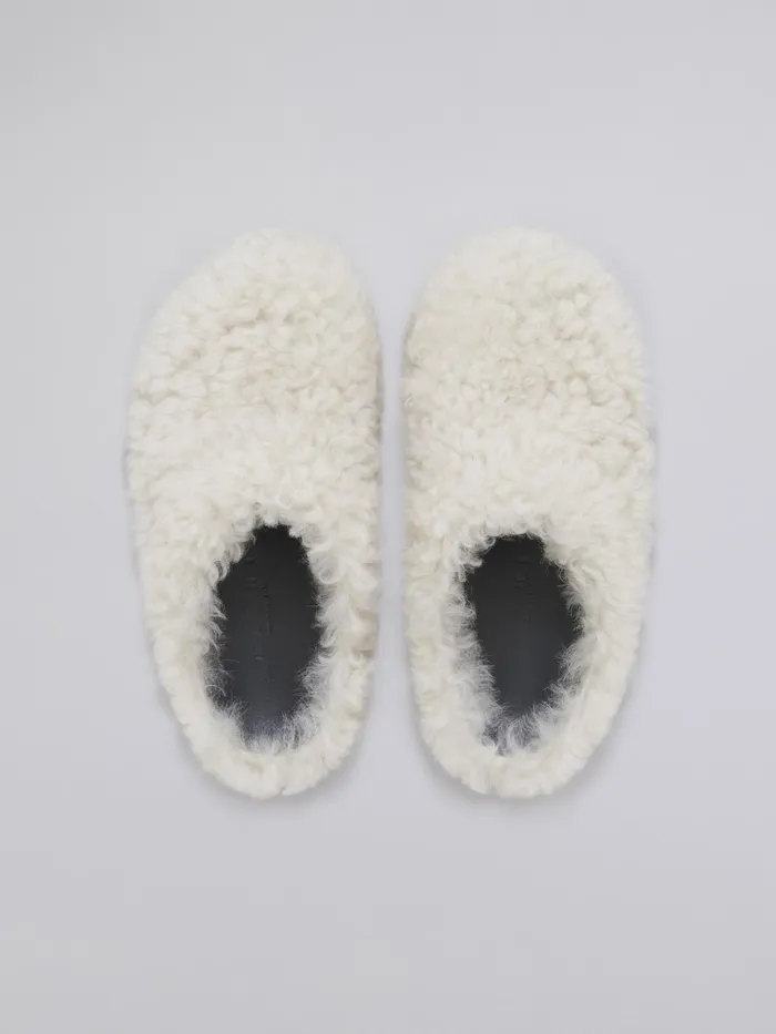 Marni White Shearling Fussbett Sabot Natural White Womens Flats Marni White Shearling Fussbett Sabot Natural White Womens Flats