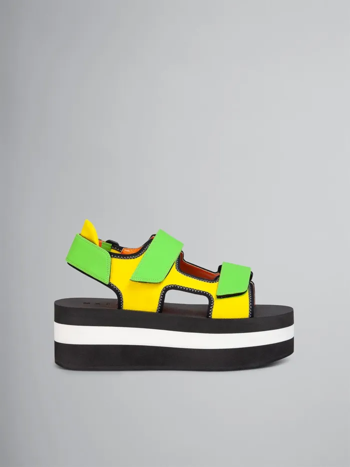 Marni Yellow And Green Technical Fabric Sandal Corn Womens Sandals and Wedges
