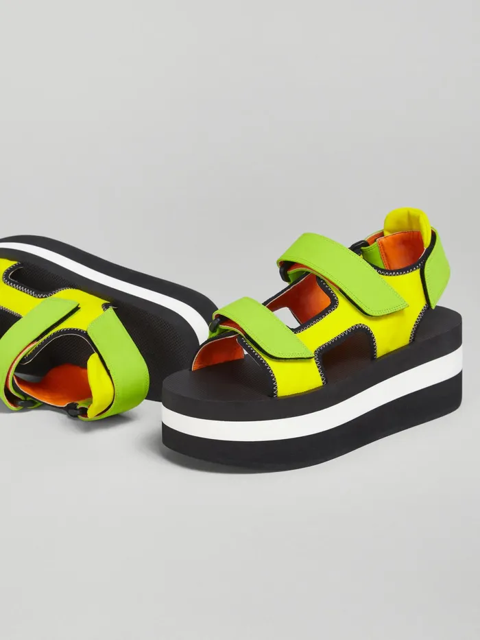 Marni Yellow And Green Technical Fabric Sandal Corn Womens Sandals and Wedges Marni Yellow And Green Technical Fabric Sandal Corn Womens Sandals and Wedges