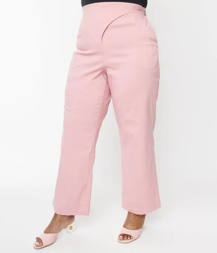 Mauve Pink Heart Buckle Pants ClothingPlus Unique Vintage Pants