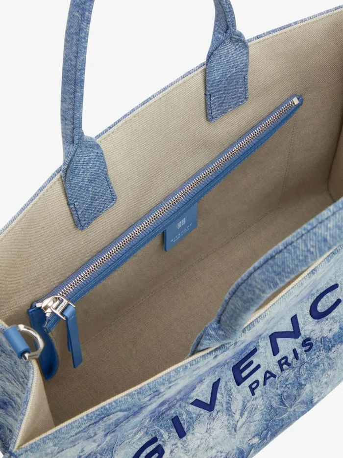 Medium GTote Bag In Washed Embroidered Denim Medium Blue Women Givenchy Shoulder Bags
