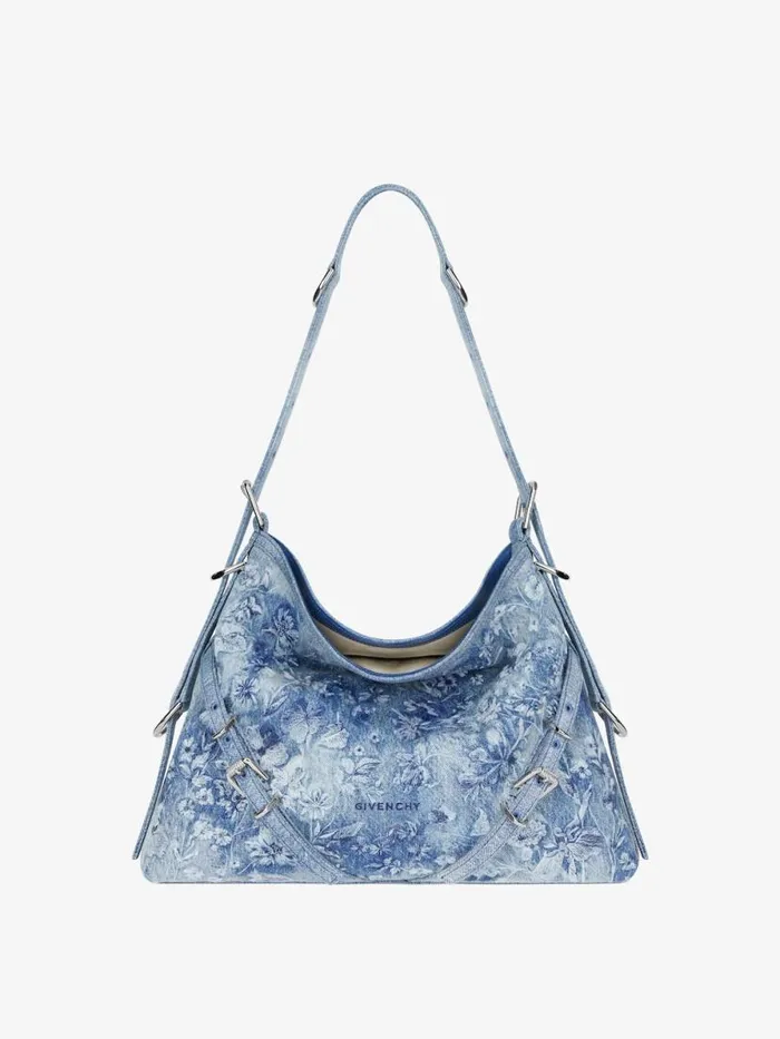 Medium Voyou Bag In Washed Embroidered Denim Medium Blue Women Givenchy Shoulder Bags Medium Voyou Bag In Washed Embroidered Denim Medium Blue Women Givenchy Shoulder Bags