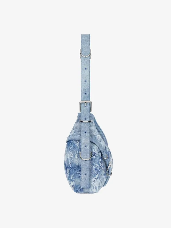 Medium Voyou Bag In Washed Embroidered Denim Medium Blue Women Givenchy Shoulder Bags