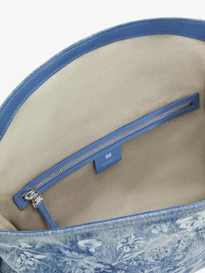 Medium Voyou Bag In Washed Embroidered Denim Medium Blue Women Givenchy Shoulder Bags