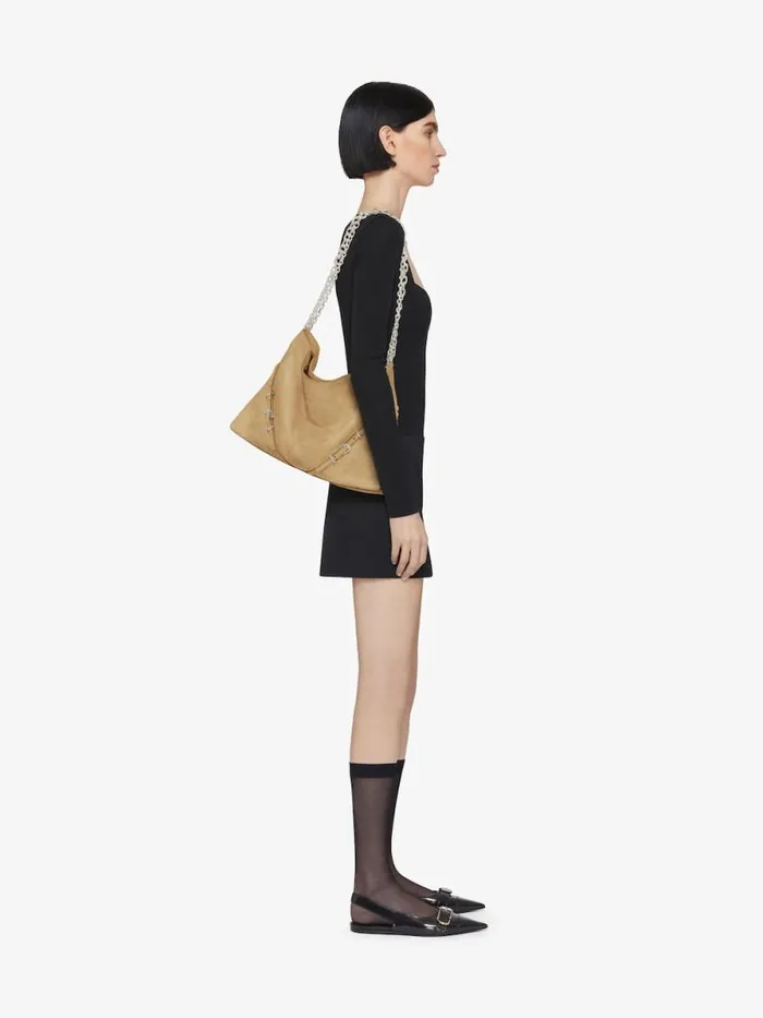 Medium Voyou Chain Bag In Suede Hazel Women Givenchy Shoulder Bags