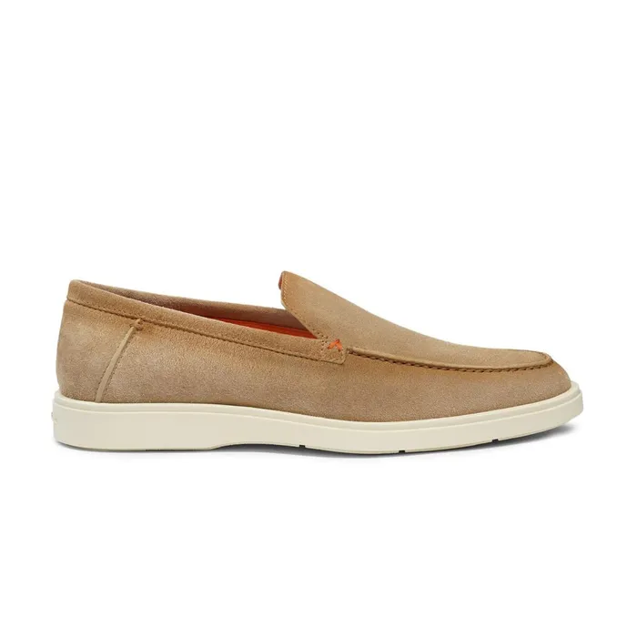 Men Beige Suede Loafer Santoni Loafers