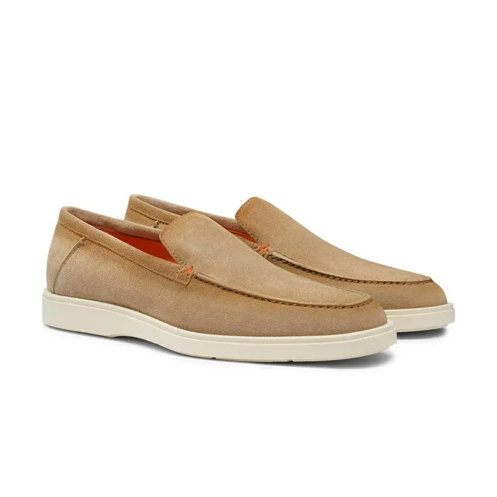 Men Beige Suede Loafer Santoni Loafers