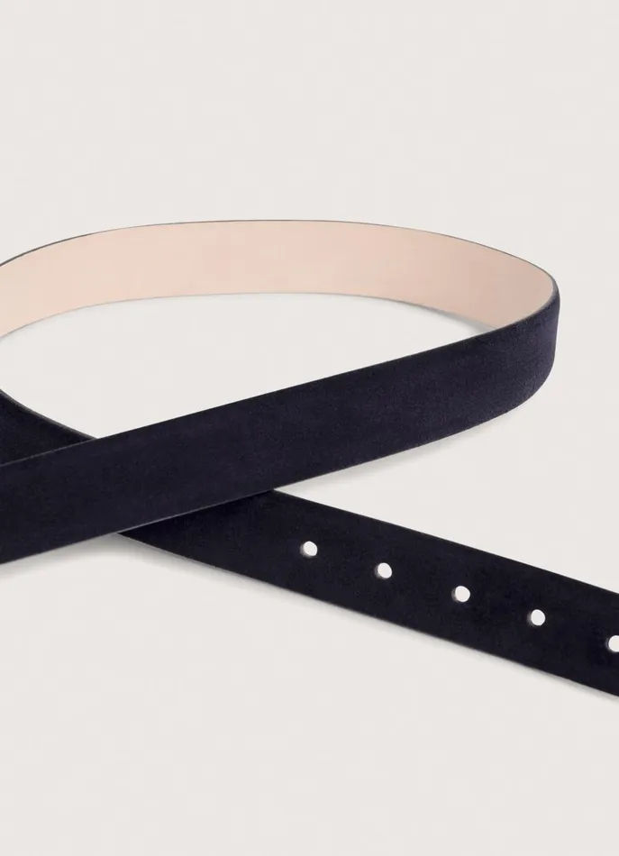 Men Belts Faonnable Suede Belt Marine Blue