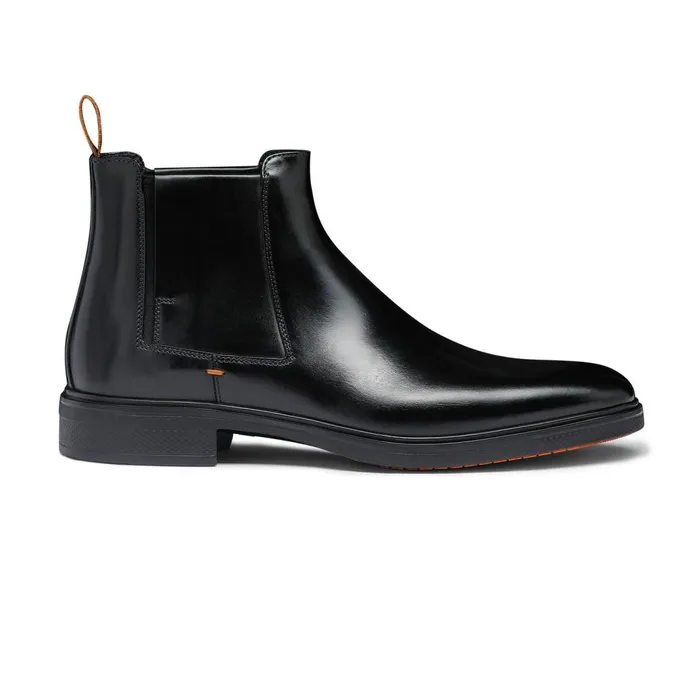 Men Black Leather Easy Boot Santoni Boots
