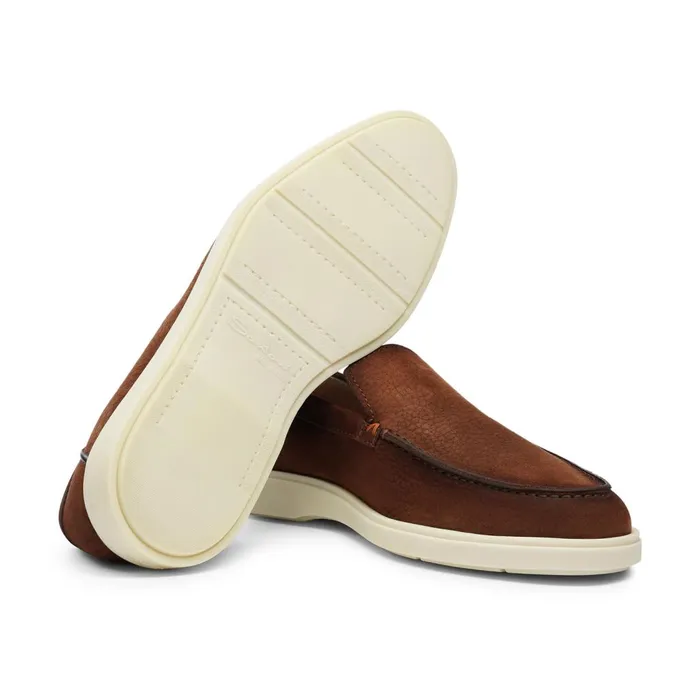 Men Brown Nubuck Loafer Santoni Loafers