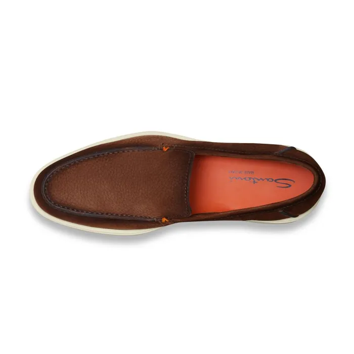 Men Brown Nubuck Loafer Santoni Loafers