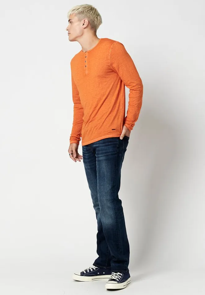 Men Burnout Jersey Kaduk Henley Star Buffalo David Bitton Tops and Tees