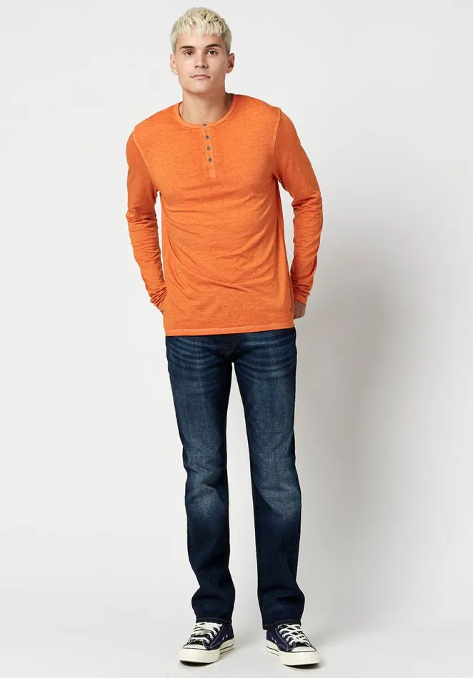 Men Burnout Jersey Kaduk Henley Star Buffalo David Bitton Tops and Tees
