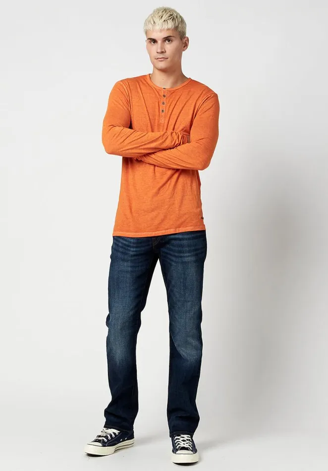 Men Burnout Jersey Kaduk Henley Star Buffalo David Bitton Tops and Tees