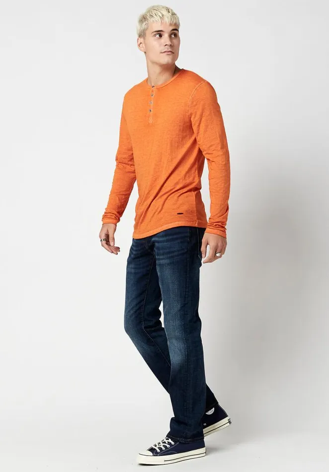 Men Burnout Jersey Kaduk Henley Star Buffalo David Bitton Tops and Tees