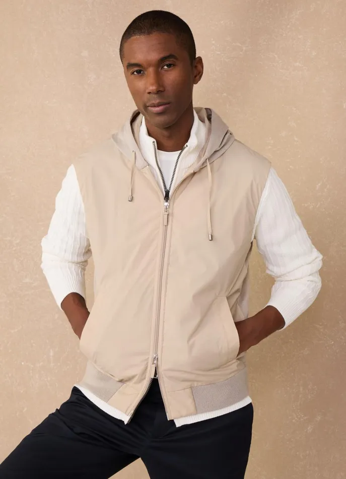 Men Coats and Jackets Faonnable Hybrid Gilet With Hood Light Beige