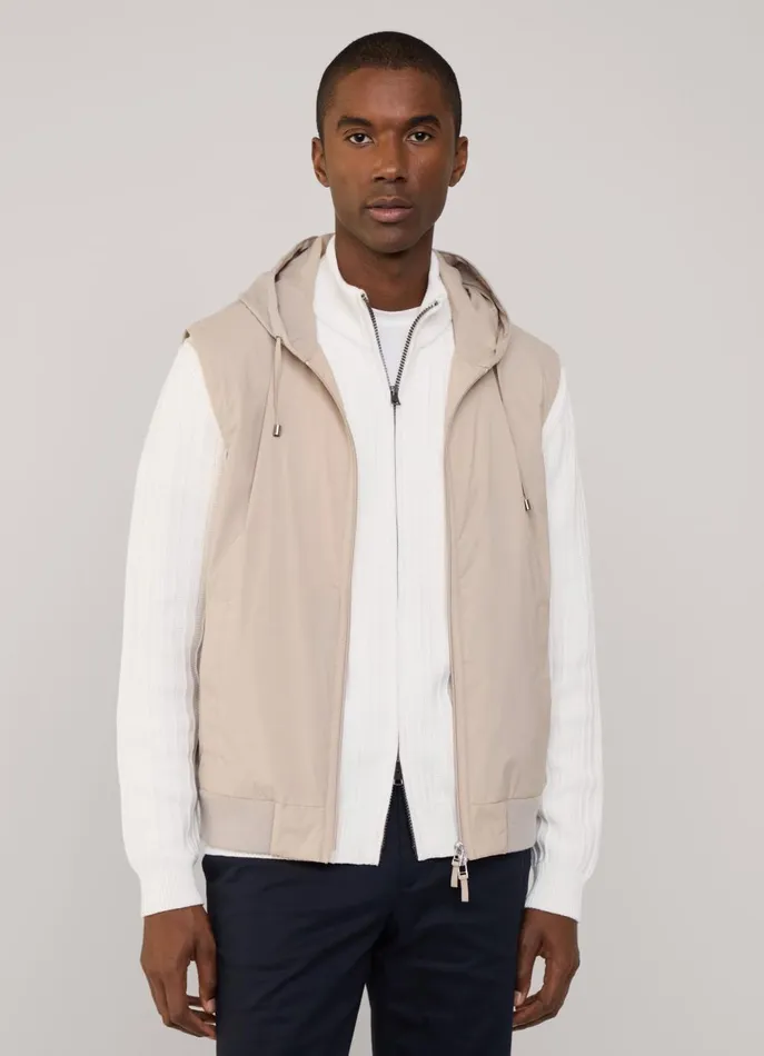 Men Coats and Jackets Faonnable Hybrid Gilet With Hood Light Beige