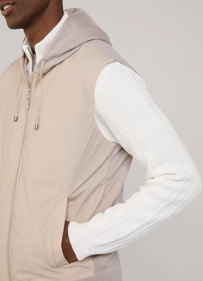Men Coats and Jackets Faonnable Hybrid Gilet With Hood Light Beige