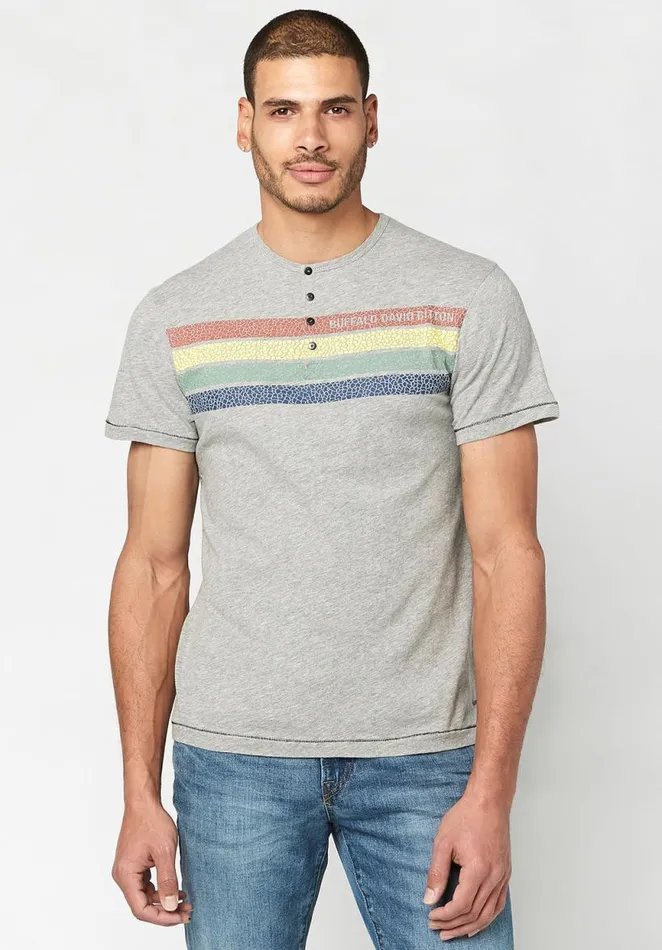 Men Crackled Print Kuddy TShirt Heather Grey Buffalo David Bitton Tops and Tees Men Crackled Print Kuddy TShirt Heather Grey Buffalo David Bitton Tops and Tees