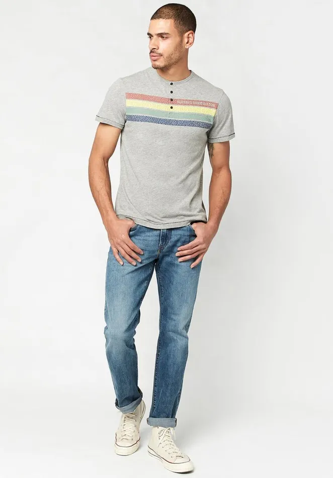 Men Crackled Print Kuddy TShirt Heather Grey Buffalo David Bitton Tops and Tees