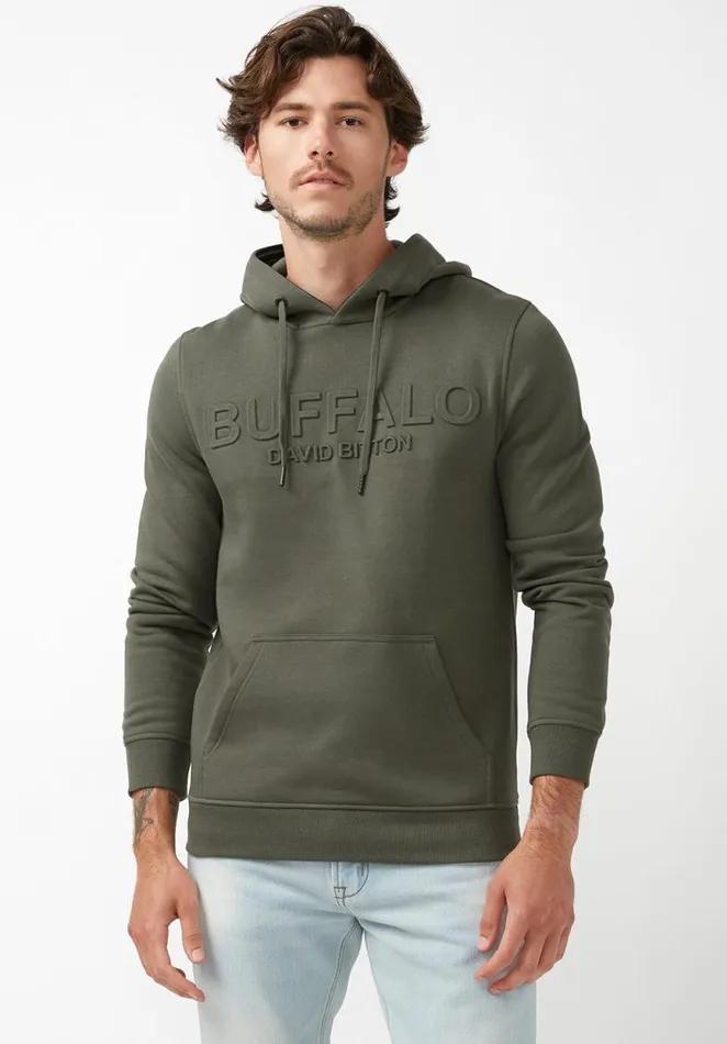 Men Fadol Thyme Men039s Fleece Hoodie Thyme Buffalo David Bitton Sweatshirts and Hoodies
