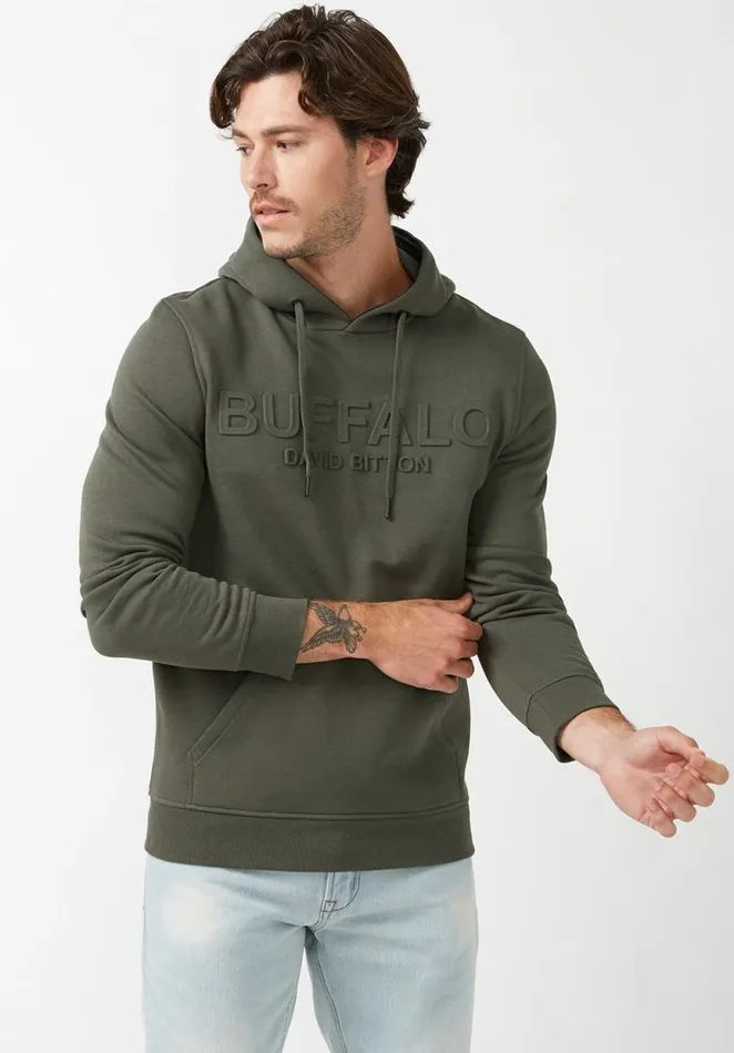 Men Fadol Thyme Men039s Fleece Hoodie Thyme Buffalo David Bitton Sweatshirts and Hoodies