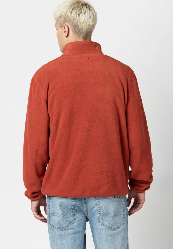 Men Fiproc Henley Fleece Top Red Ochre Buffalo David Bitton Sweatshirts and Hoodies