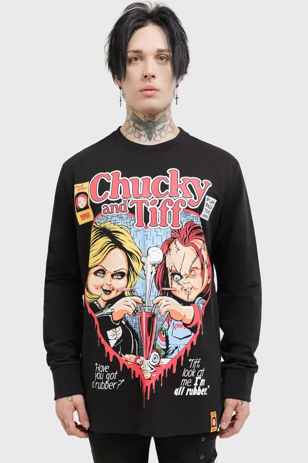 Men Graphic Tops Killstar Chucky and Tiff Forever Sweatshirt