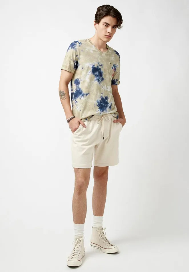 Men Higgers Cotton Twill Blend White Shorts Milk Buffalo David Bitton Shorts